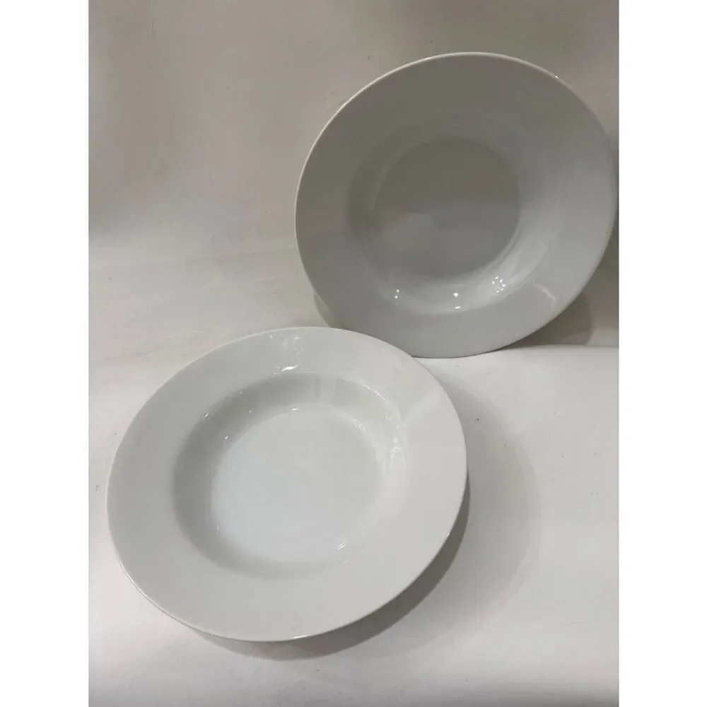 Emeril Wedgwood Porcelain 2 Classic White Ceramic Pasta/Soup Bowls 10 In Round